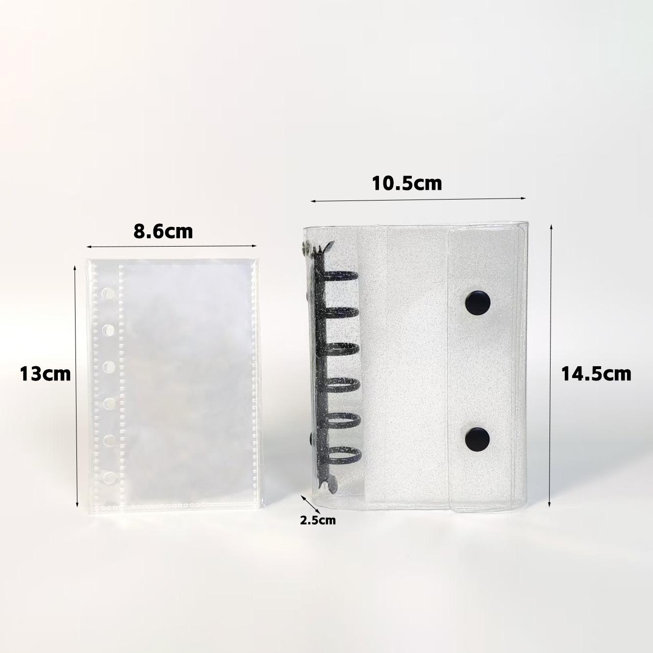 

A7 glitter double button transparent PVC soft shell color 6-hole metal clip, hand ledger, photo album, loose leaf shell, including 10 inner pages