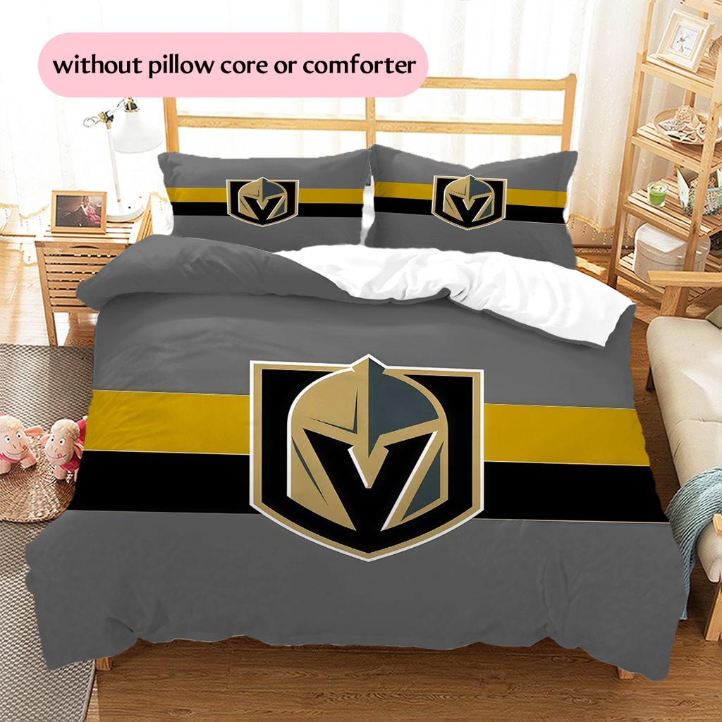 Ensemble de couette à motif Vegas Golden Knights2 Décoration de maison Cadeau (1 * housse de couette + 2 * taie d'oreiller sans garnissage)
