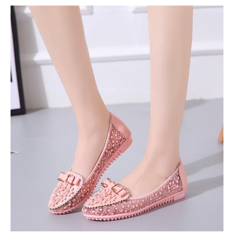 Summer Breathable Solid Color Vulcanized Shoes Floral Embroidery Bowknot Loafers Women Non-slip Flower Sneakers Chaussure Femmes