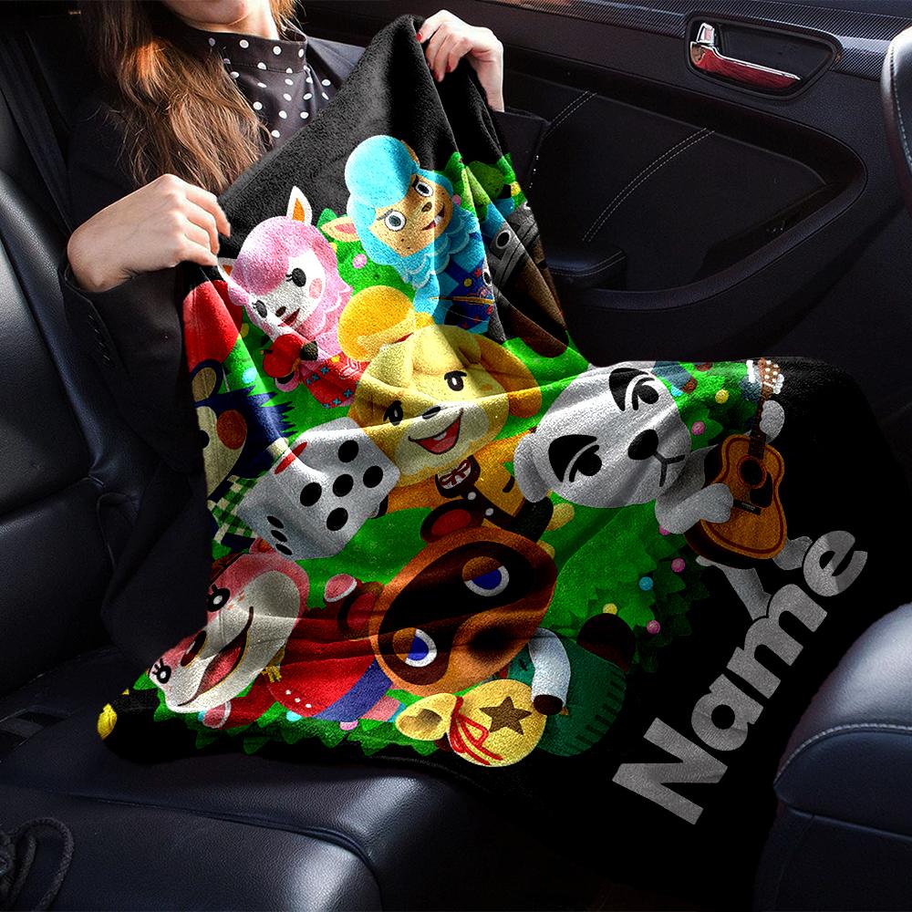 Customiz Name Personality Animal Crossing (2) Blanket Soft &Warm Sofa Office Bed Travel Lunch Break Blanket, Gift Suitable for All Seasons