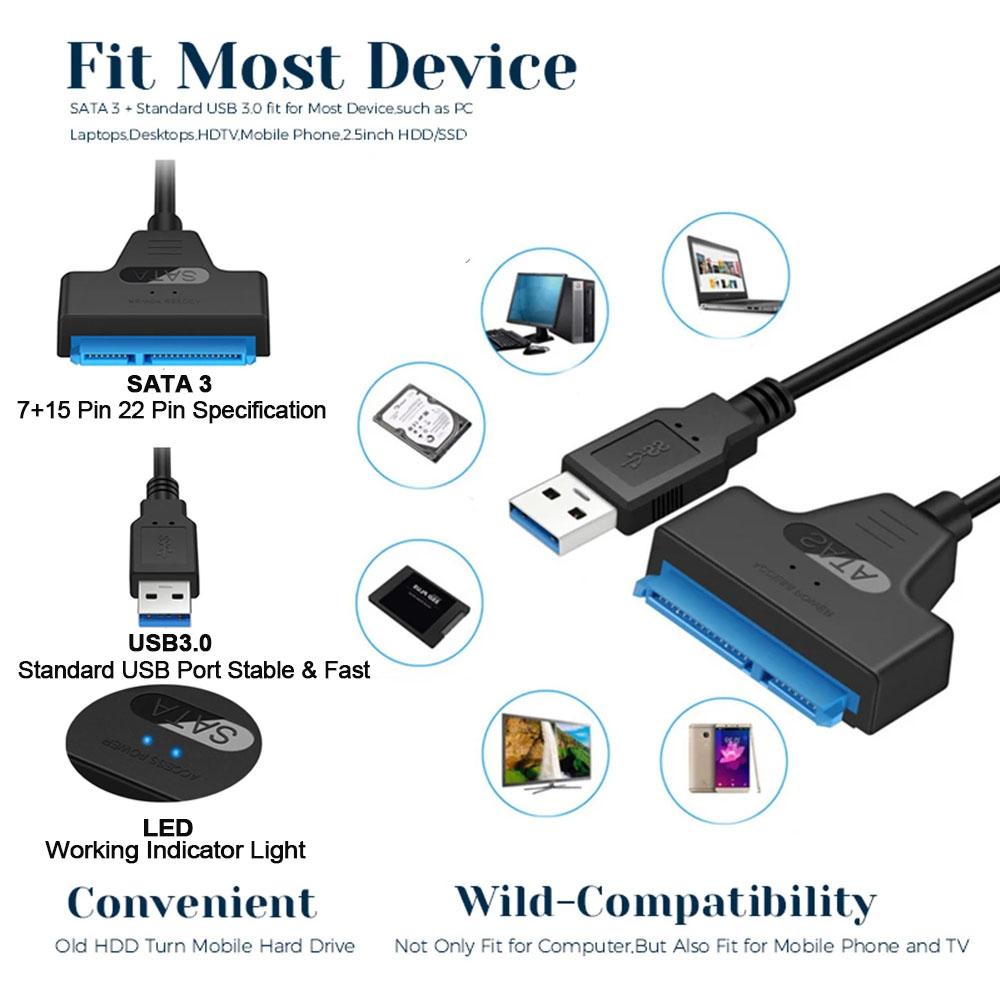 SATA To USB 3.0 Adapter Type C To SATA Cable 5Gbps High Speed Data Transmission SATA Adapter For 2.5 Inch HDD SSD Hard Drive