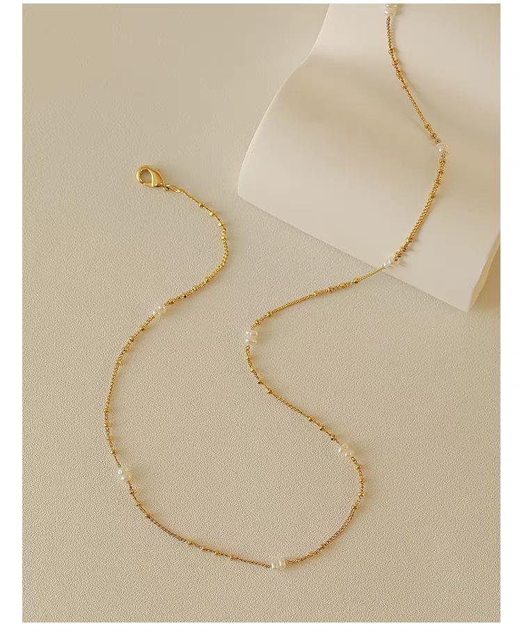 Luxurious Baby Freshwater Pearl Necklace - Trendy 2024 Clavicle Chain with Spacer Beads