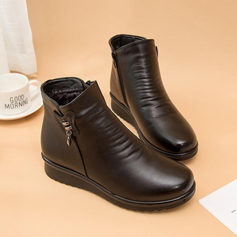 Fashion 2025Winter Women's Ankle Boots Plush Warm Snow Boots Fashion Casual Leather Boots for Women Winter Warm Cotton Shoes Botas Mujer