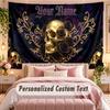 Skull Gothic (158) Theme Wall Tapestry Customized With Name Text Personalized Hanging Tapestry For Bedroom Living Room Decor
