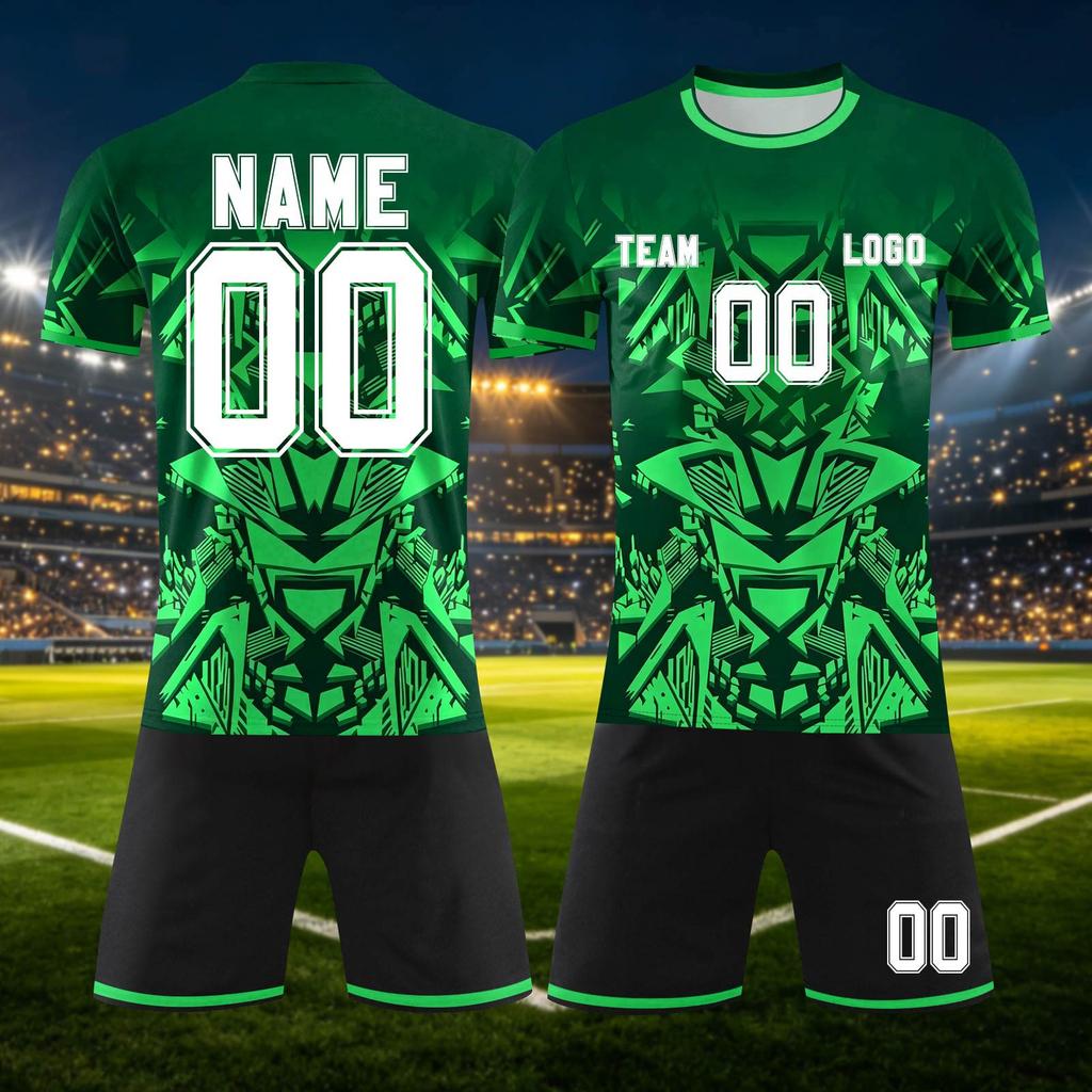 Custom DIY Two Piece Jersey Set with Short Sleeve Shirt and Shorts for Team Sports Personalizable Number Design