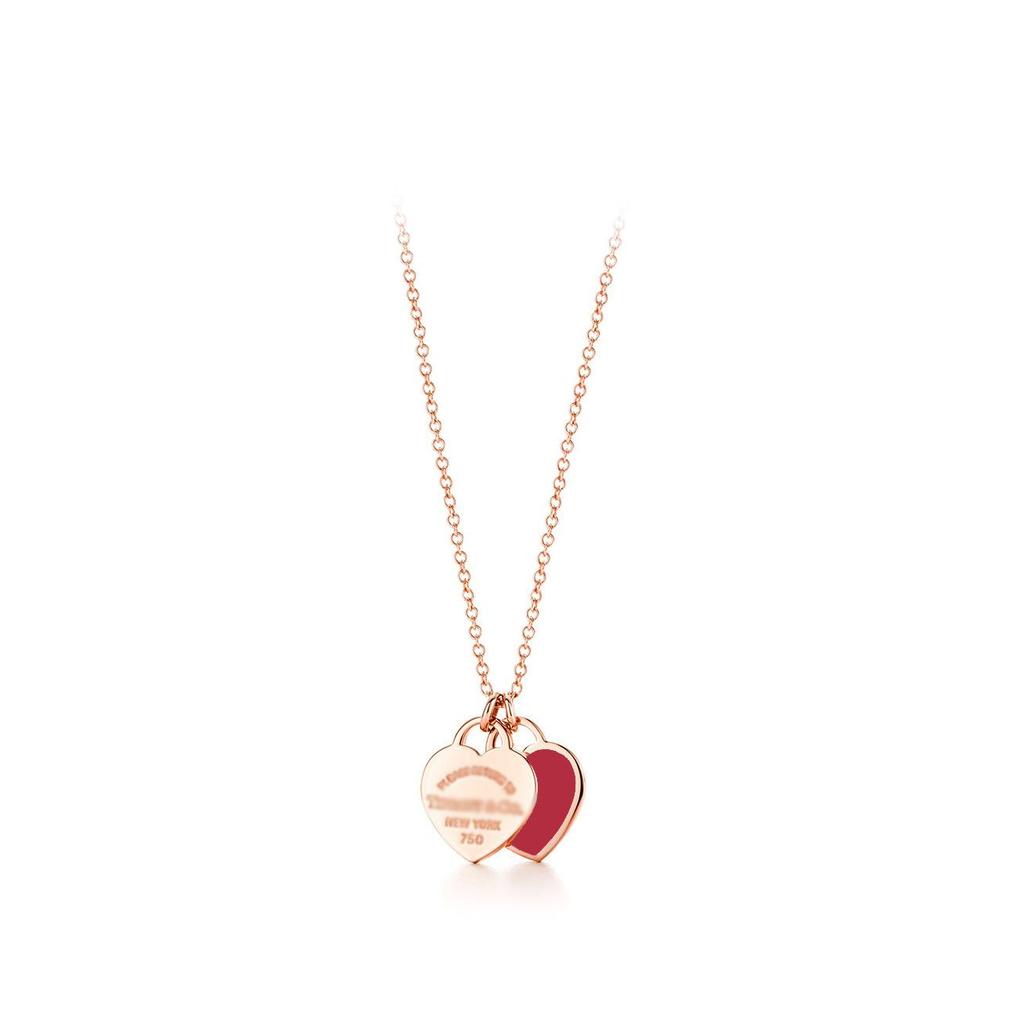 Colar Pingente Coração Clássico da Marca T com Strass, Design de Coração de Amor Banhado a Ouro