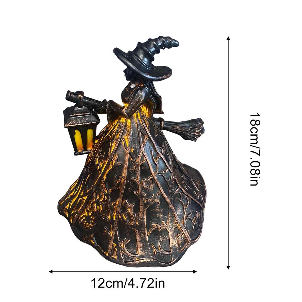 Home Halloween Witch Light Decoration Halloween Resin Witch Craft Decoration Table Centerpiece Ornaments Haunted House Decor