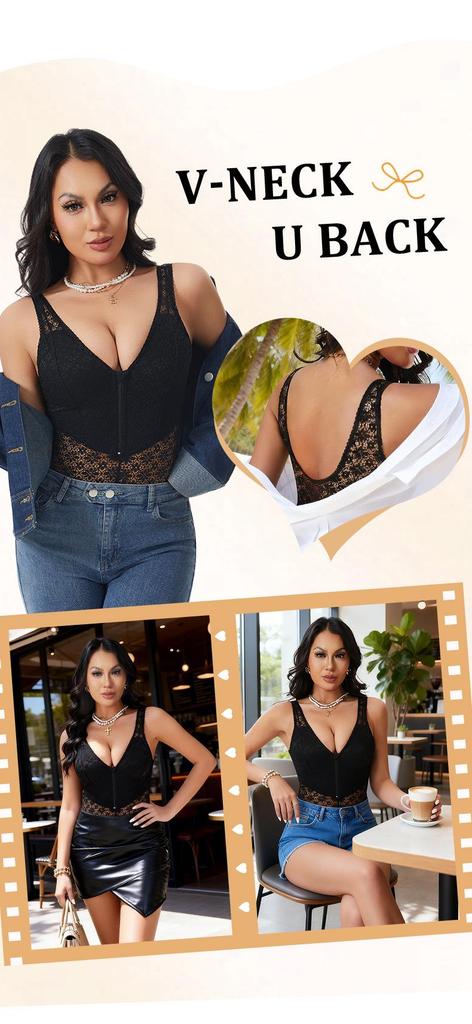 Women's Sexy Lace Sheer Bodysuit: Waist Slimming, Butt Lifting, and Body Shaping.