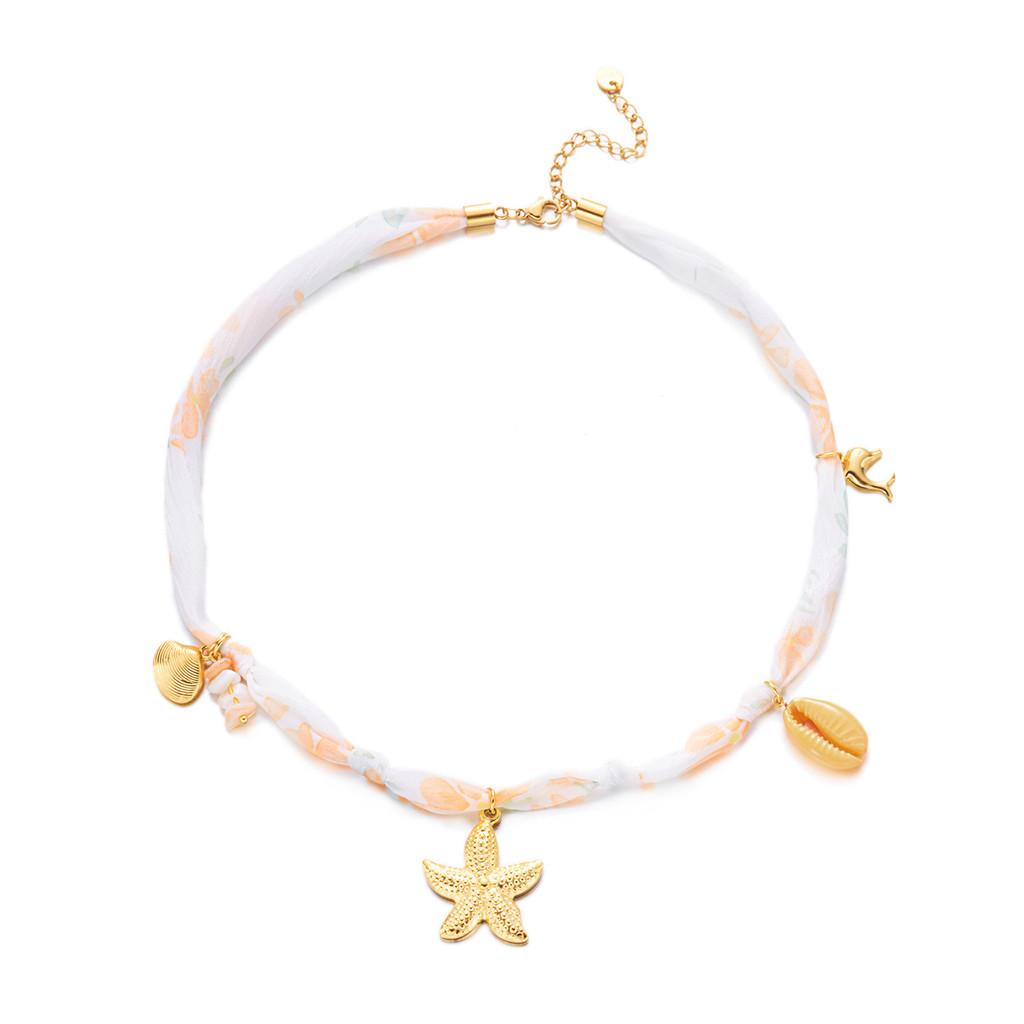 Beach Theme Necklace With Butterfly Bow Flower Starfish Umbrella For Women Summer Accessories