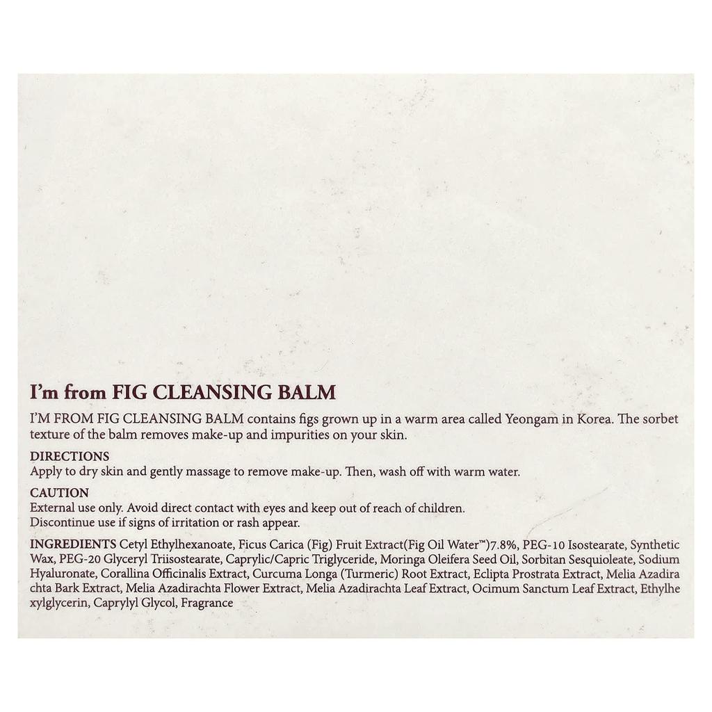 I'M From, Fig Cleansing Balm, 100Ml(3.38Fl Oz)