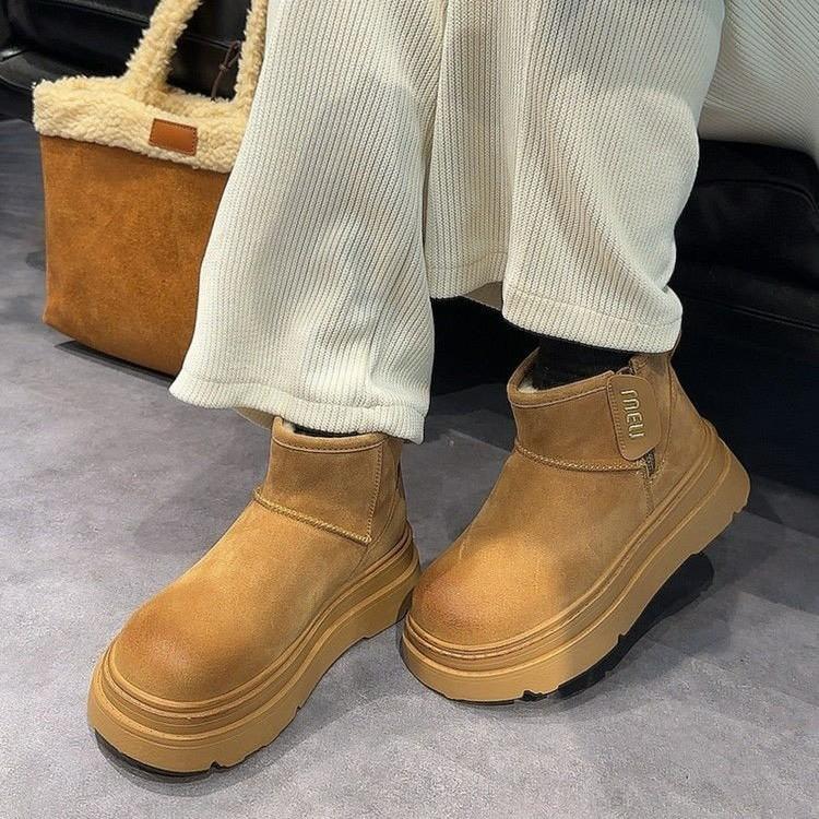 Dámské zimní sněhule nové sametové zateplené outdoorové silné podrážky kožešinové integrované teplé bavlněné boty dámské