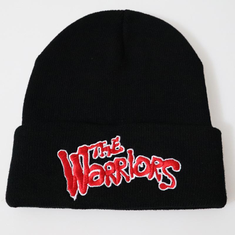 

European and American Classics The Warriors Embroidered Knit Hat Autumn Winter Ski Hat Pullover Hat Woolen Hat Adjustable чёрный