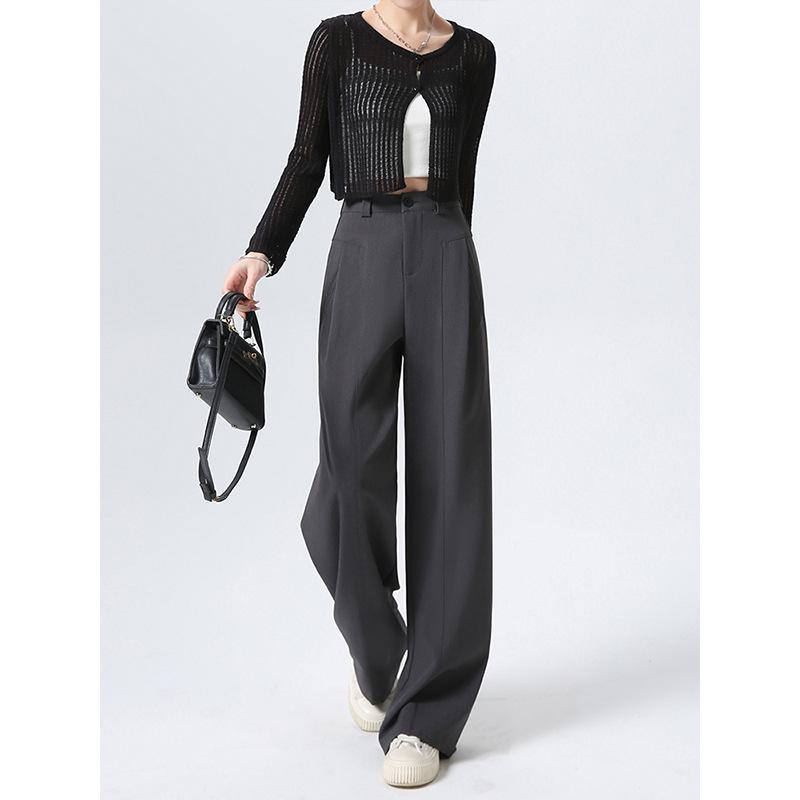 

Women s High Waist Black Drapey Suit Pants - Wide Leg, Loose Fit, Spring/Autumn 2025 2XL (135-150 jin)