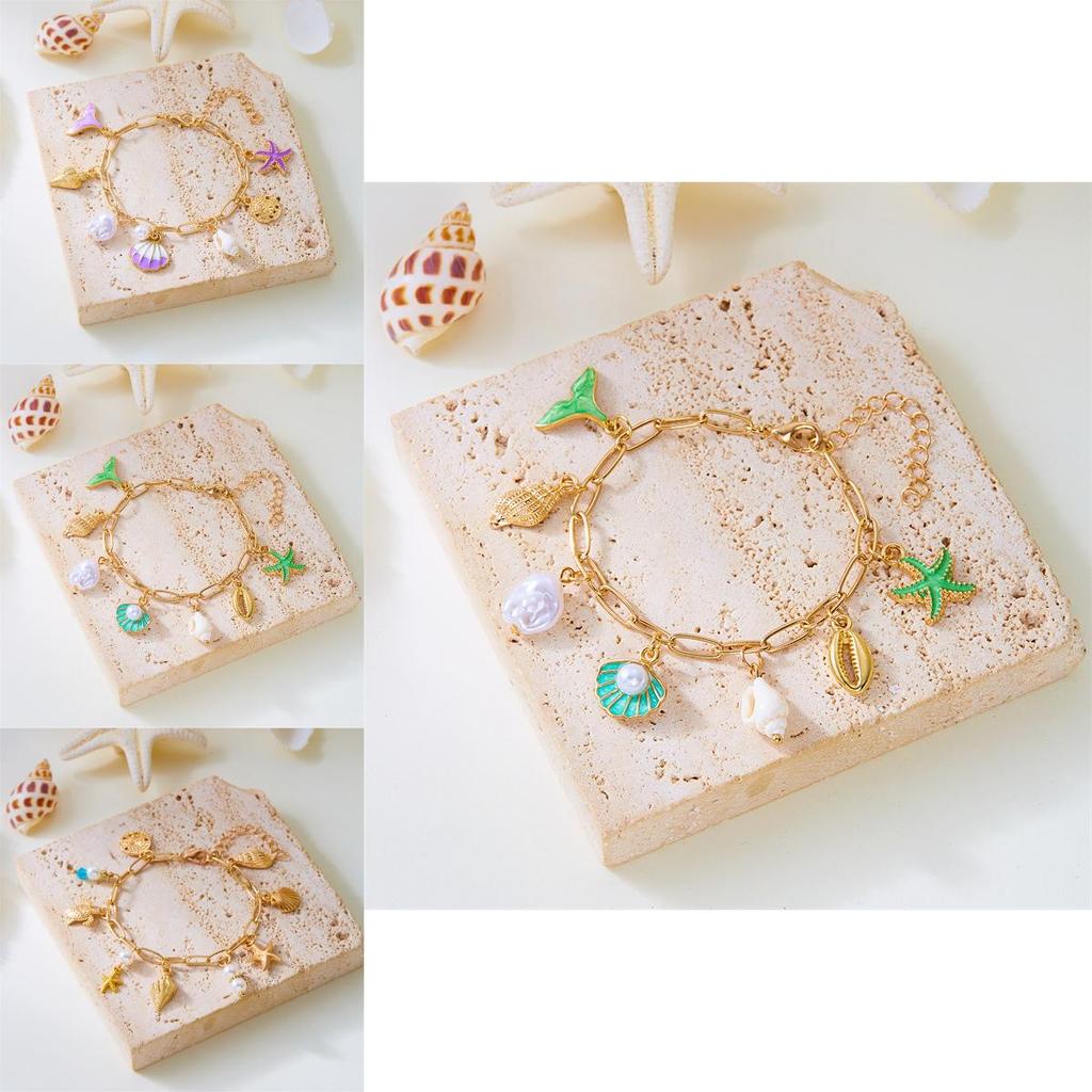 Seashell Beach Bracelet With Alloy Electroplate For Womens Casual Wear