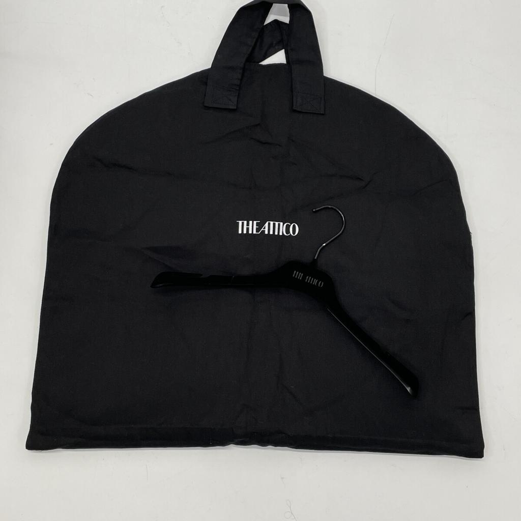 The Attico 25Stainless Steel 250WCB00068 Diana Washed Blue Cotton Metal Button Logo Embroidered Asymmetrical Denim Shirt Jacket Tops Blue 36Used