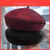 Chic Leopard Pattern Beret With Rhinestone Embellishments For Winter Fashion