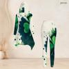 Women Plus Size Green White Clover Printed Hooded Long Sleeve High Low Top Fitted Pants Two Piece Set