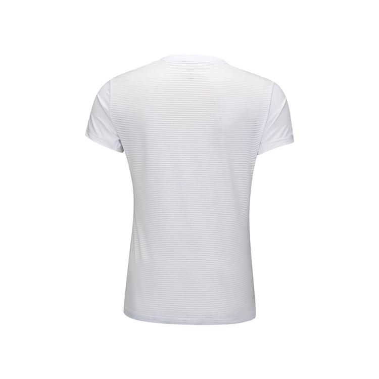 Li Ning Badminton Series Striped Color Block Quick-Dry Straight-Cut Short Sleeve T-Shirt Women Tops White AAYU138-2