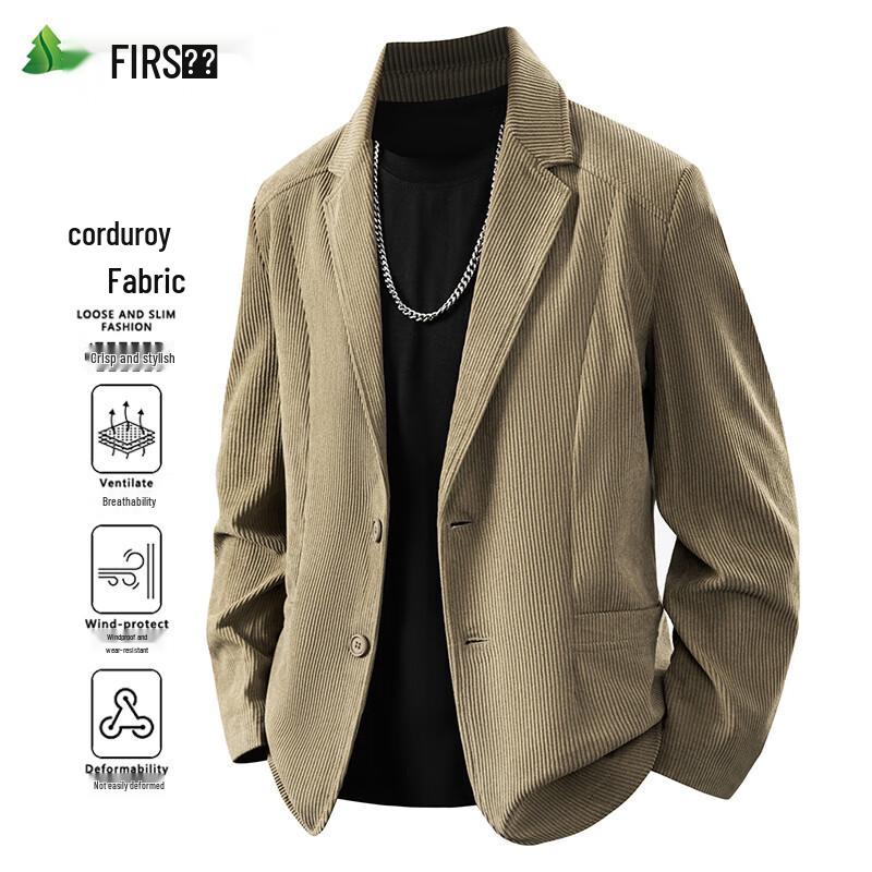 FIRS Men's Striped Corduroy Lapel Jacket