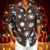Men's Casual Long Sleeve Christmas Print Shirt for Spring and Fall