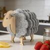 Creative Insulated Coaster Sheep Shaped Beverage Coaster Sheep Felt Coaster Water Absorbing Home Office Desk Decorative Ornament