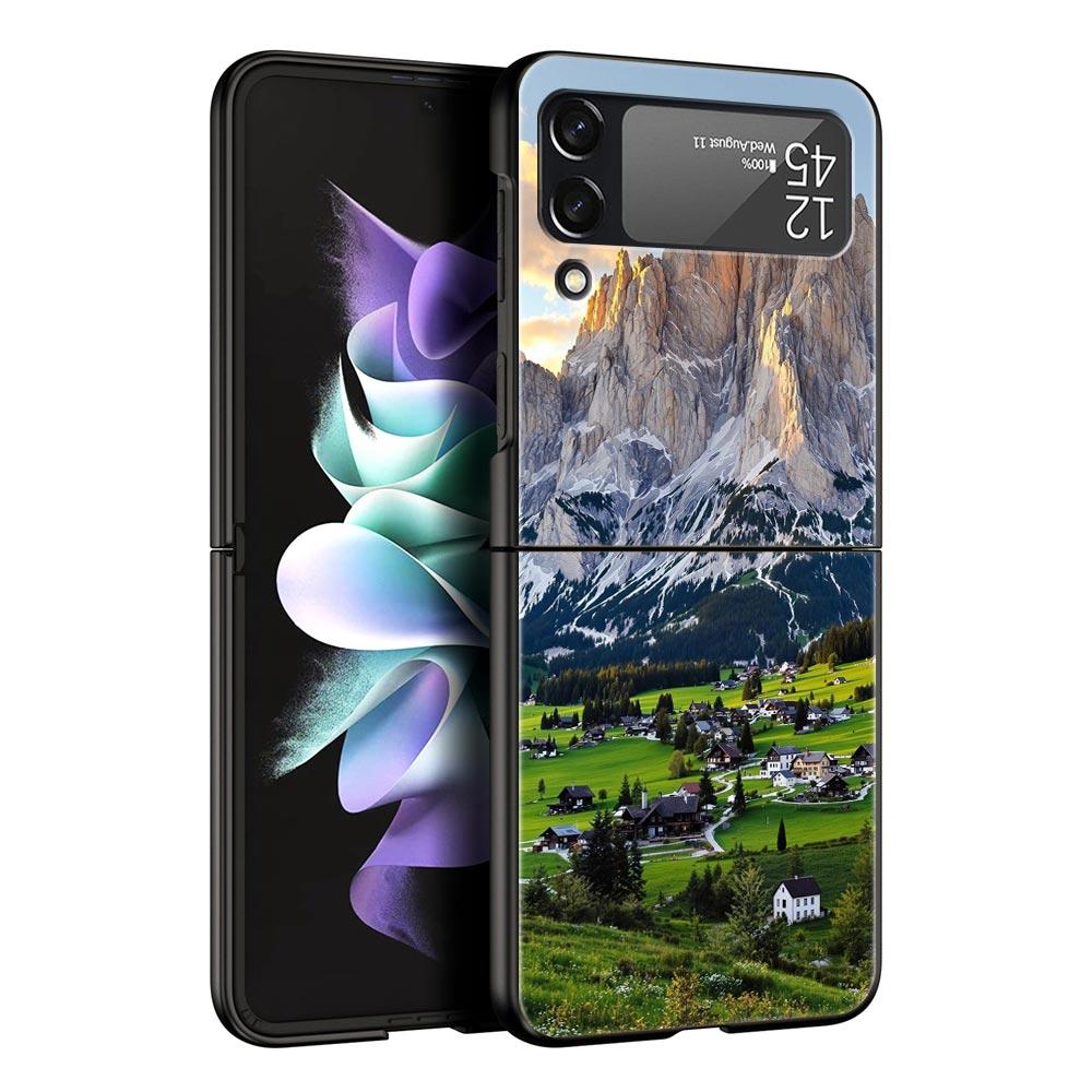 

Phone Case for Samsung Galaxy Z Flip 3 4 5 6 7 Folding Shell For Samsung Z Flip4 Flip5 PC Hard Cover Mountain Peaks Landscape Galaxy Z Flip5