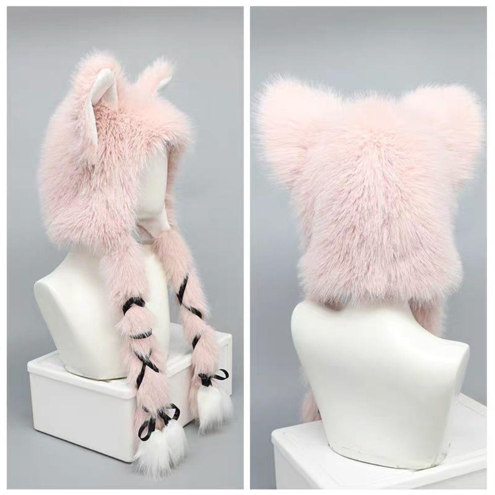 Japanese Sweet Winter Hat For Women Y2k Style Cat Ear Hat Lolita Earmuffs Cap Outdoor Warm Ear Protection Cap Costume Party Hat