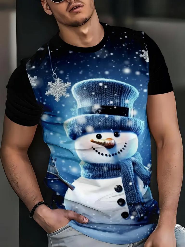 Christmas Santa Claus 3D Print T Shirt for Men Casual Short Sleeve Tee Shirts Fashion O-Neck Top New Year Gift Oversized T-Shirt
