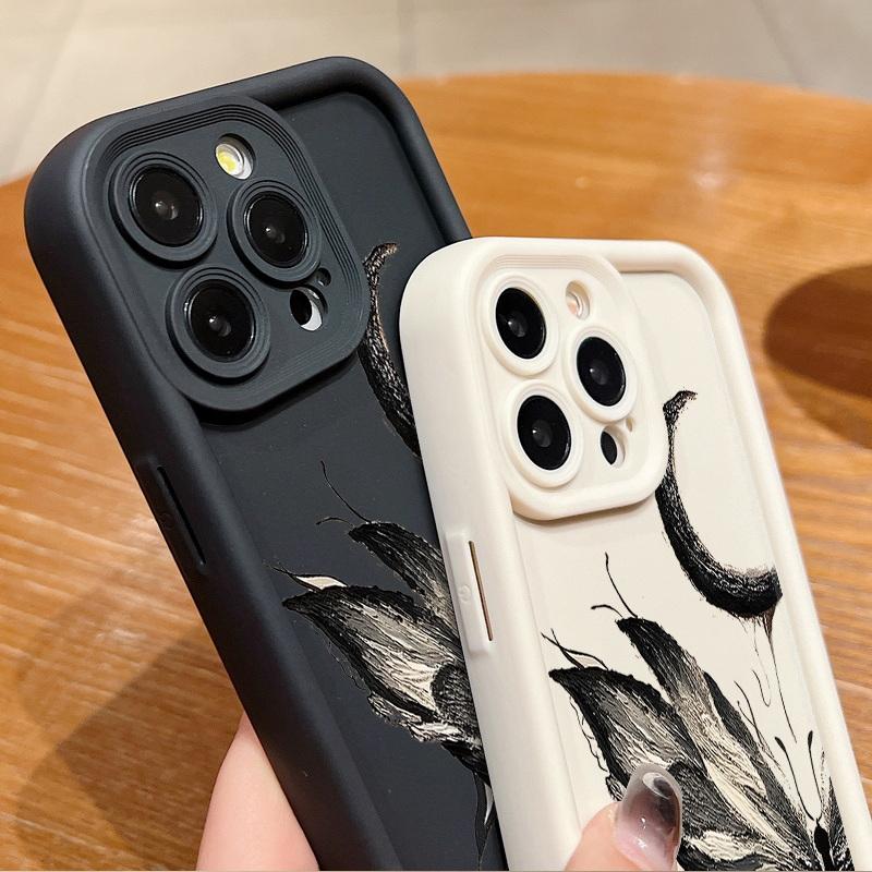 Fashion Moon Butterfly Pattern Case For iPhone 16 Pro Max 15 Plus 14 13 12 Pro 11 TPU Soft Matte Silicone Shockproof Lens Protection Phone Cover