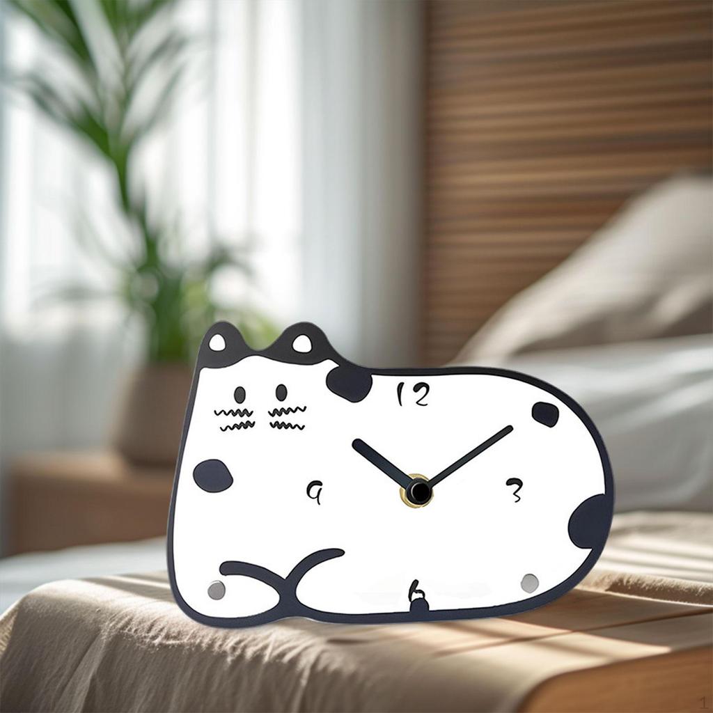 Cat Desk Clock Table Home Decor Time Quiet Movement Acrylic Decoration for Office