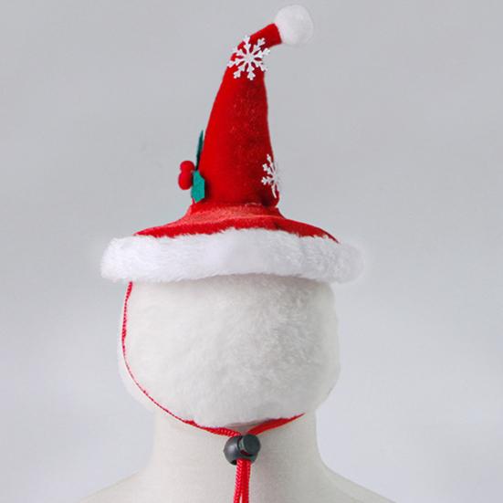Cat Xmas Hat Puppy Velvet Red Christmas Hat Pet Hat with Snowflakes for Cats Small Dogs Party Photo Prop Festive Costume Accessory