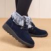 Women'S Winter Ankle Boots - Cozy Fleece-Lined Round Toe Lace-Up Boots with Thick Sole, Black & Gray Plush Design, for Cold Weather