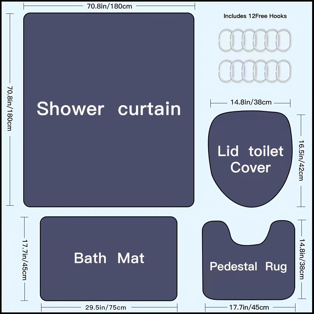 4 buc. Seturi de perdele de duș cu peisaj de zăpadă de Crăciun de lux pentru baie Covoare de baie antiderapante Capac de toaletă Covoraș de baie