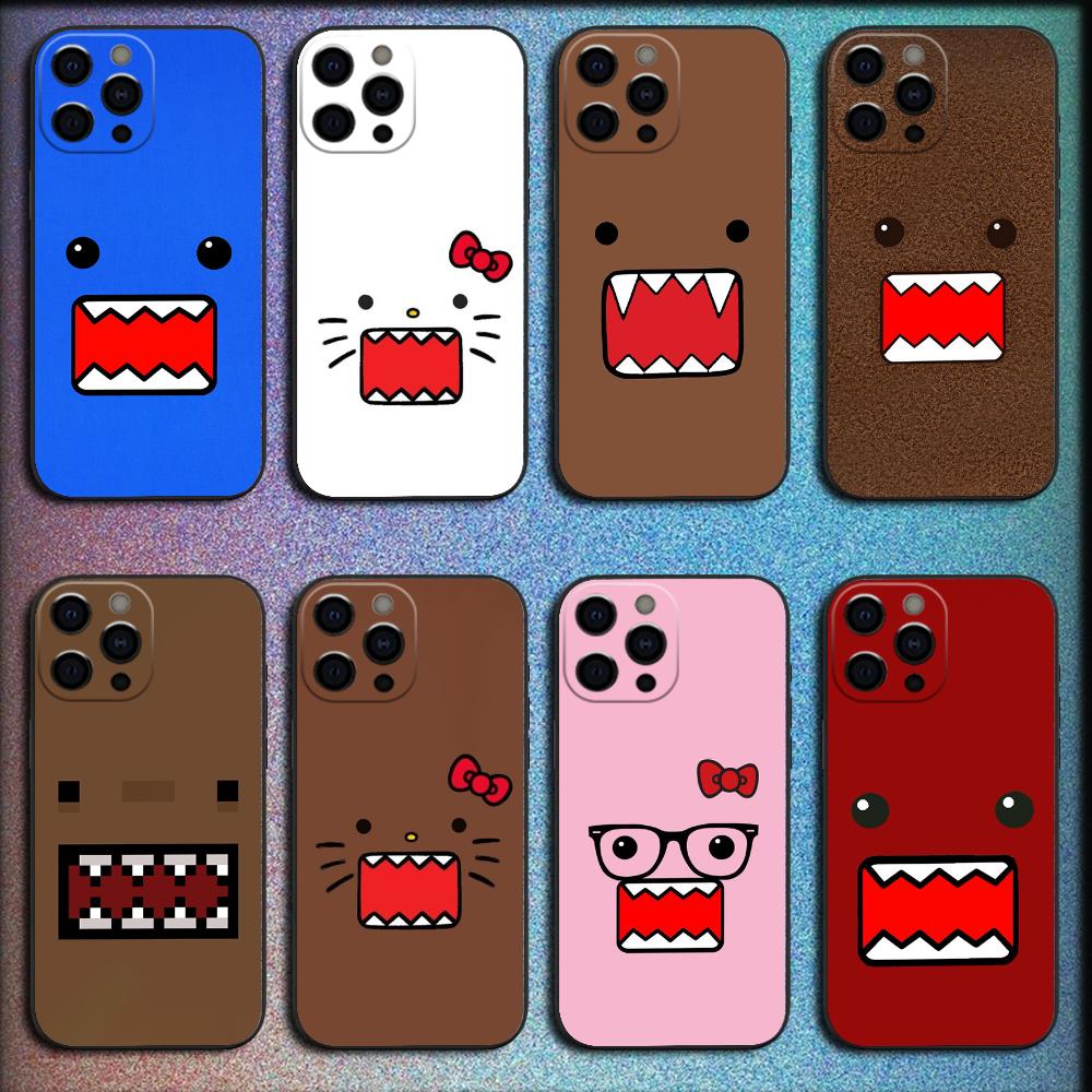 Cute Domo-kun Phone Case For iPhone 16,15,14,13,12,11,Pro,X,XS,Max,XR,Plus,Mini Soft Black Cover