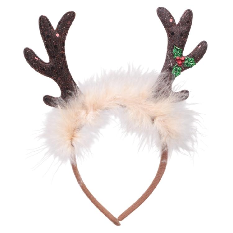 

Christmas Plush Antler Headbands Lightweight Hair Accessory For Family Holiday Gatherings Photo Props Costumes 1 темно-коричневого кольору