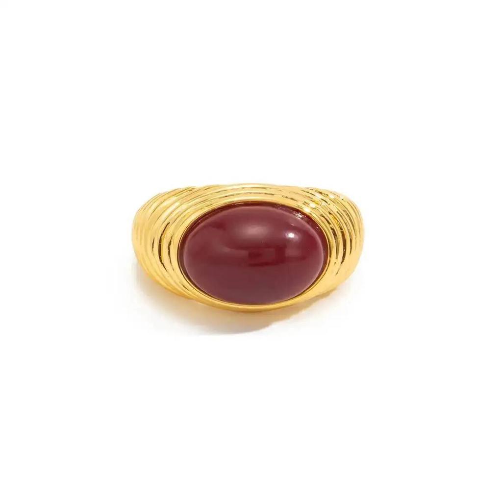 SHIXIN Vintage Oval Brown Resin Open Rings Women 2026 New Exquisite Geometric Metal Ring Female Daily Wear Jewelry Accessories