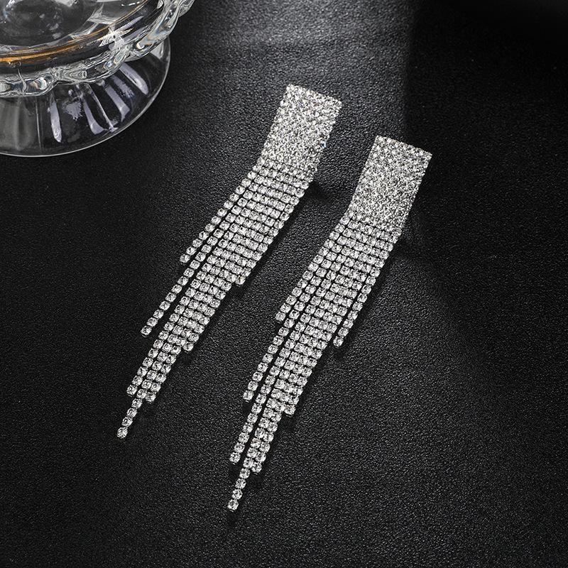 Diamond Bow Fringed Earrings, Temperament Earrings, Fashion Earrings For Women