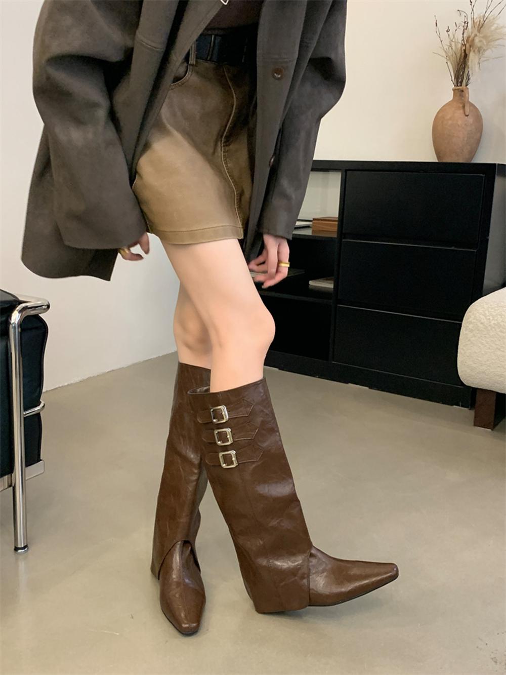 мода Острый Носок Женские Сапоги до Колена Челси Ботас 2024 Новые Поступления Модные — фото 6