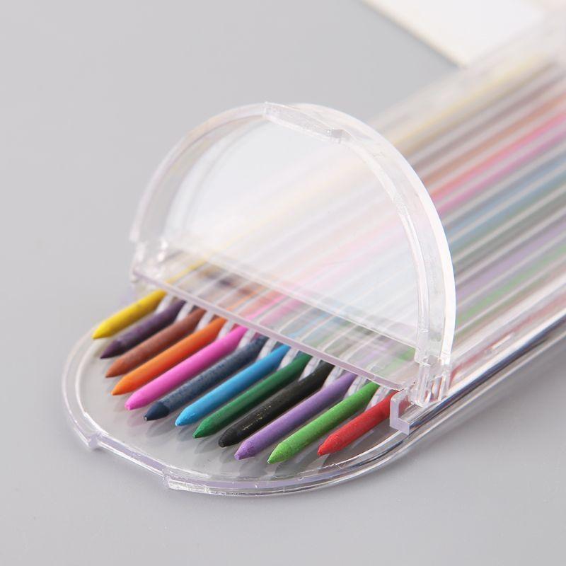 12Pcs 2.0 mm Mechanical Pencil Colors 2B Refills Draft Drawing Writing Craf