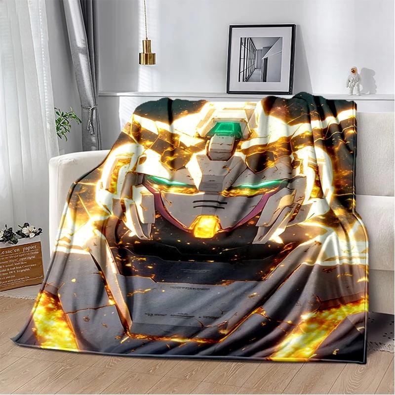 HD Robot GUNDAM Cartoon Soft Flannel Blanket for Bed Bedroom Sofa Picnic,Throw Blanket for Cover Office Christmas Gift Kids