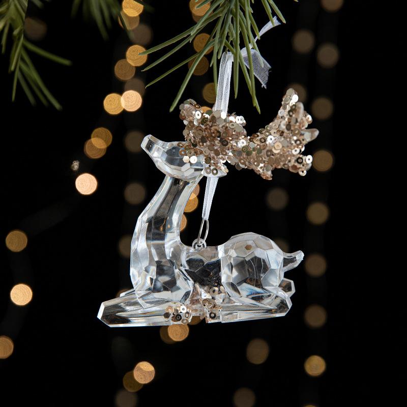 Cross-border Christmas Decorations Sequins Acrylic Pendant Transparent Snow Pendant Christmas Tree Scene Layout Props