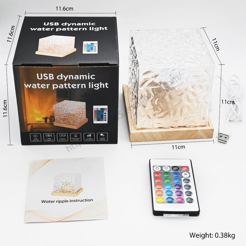Dynamic Mode Rotating Water Ripple 16 Color Changing Crystal Projector Remote Control Atmosphere Space Night Light Table Lamp