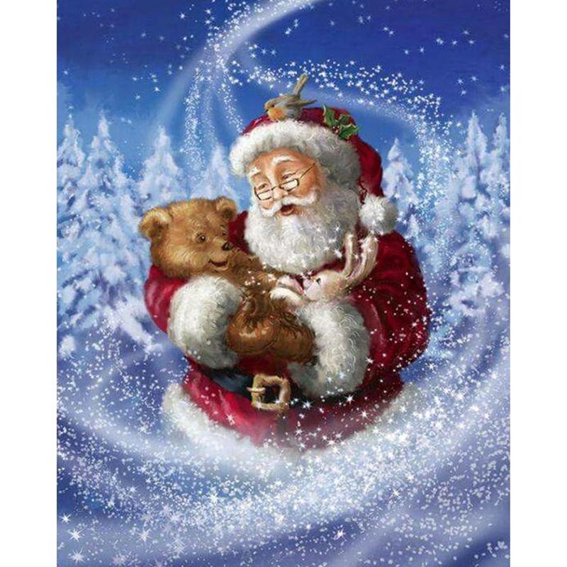 DIY Santa Claus Rhinestone Painting Resin Crystal Embroidery Diamond Picture Home Christmas Decorative Cross Stitch