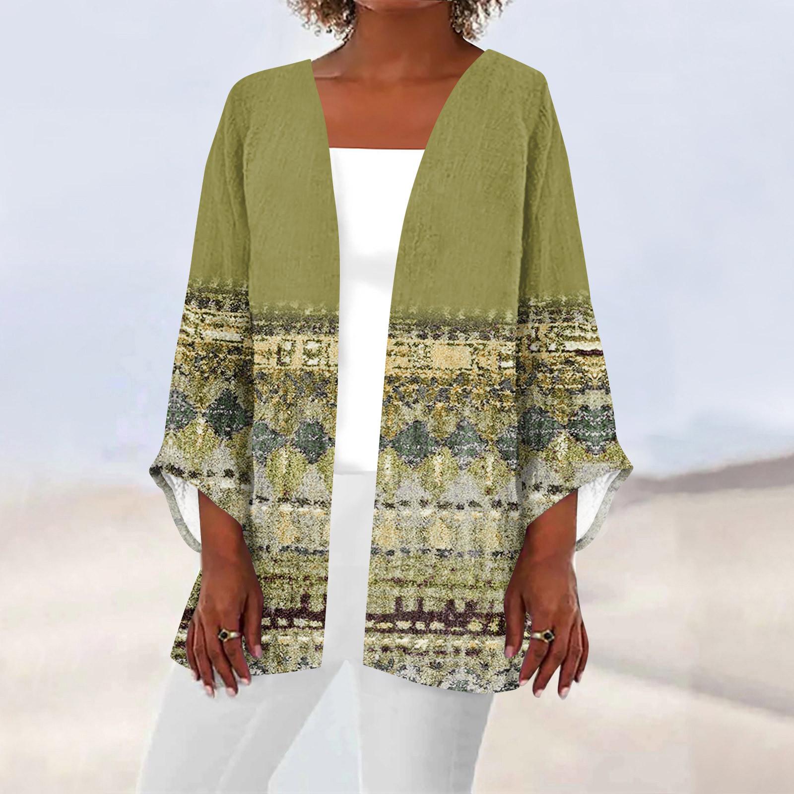 

Женская повседневная модная легкая куртка средней длины с принтом, кардиган XL