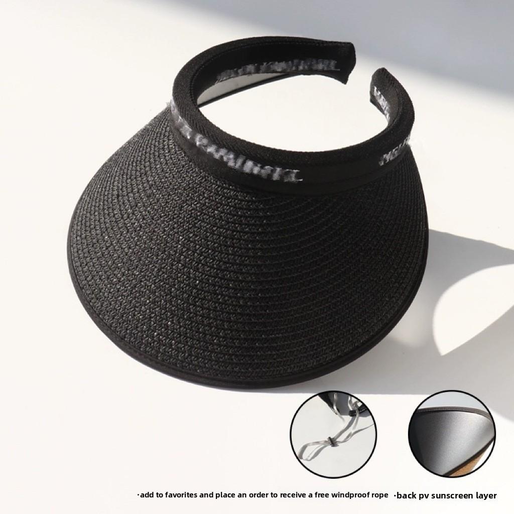 

Summer Breathable Large Brim Sun Hat For Women With Letter Embroidery Sunshade Style C