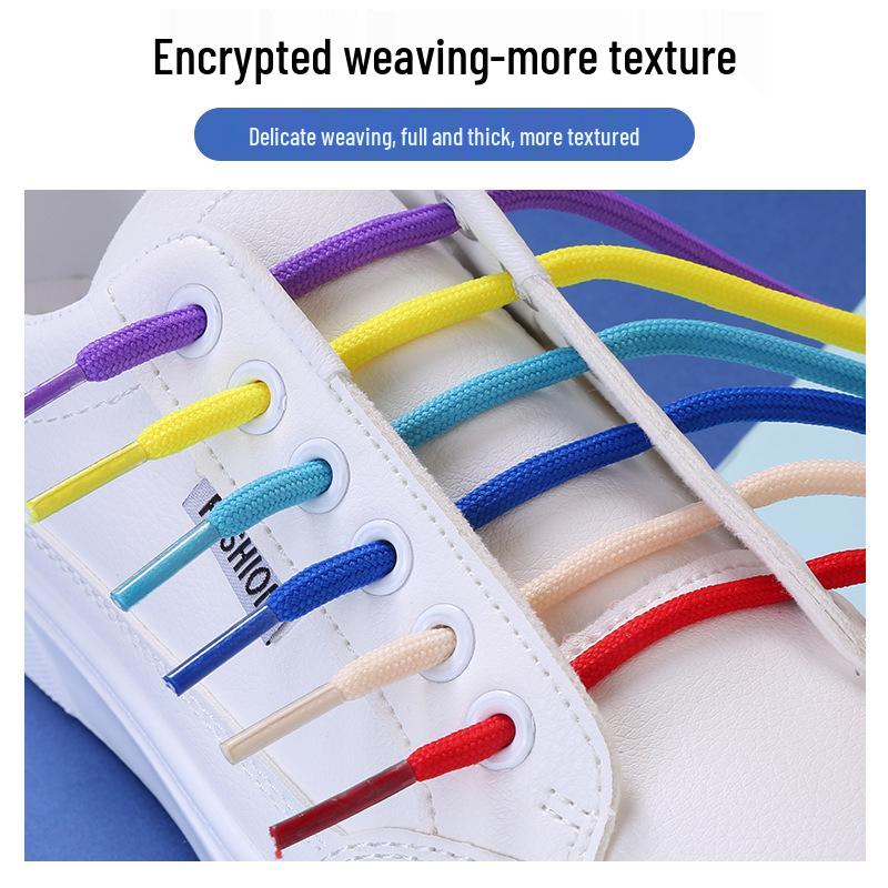 White Polyester Round Shoelaces for Hiking, Dad Sneakers, & Basketball Shoes