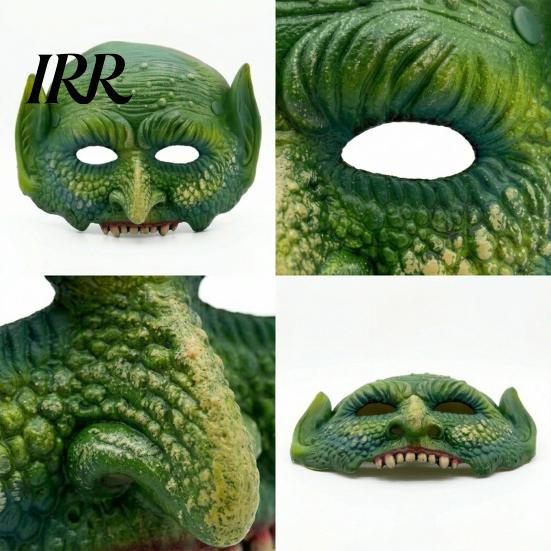 Accessoire de Costume en Matière Douce Masque de Lézard Vert pour Halloween, Masque Semi-Visage Texturé Réaliste, Accessoire de Masque Animal Léger en Mousse PU pour Fête,