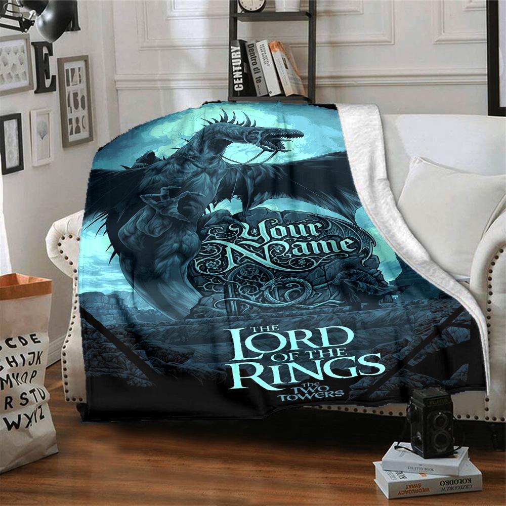 Lord Rings Personalized Text Blanket Multi-purpose Personalized Blanket Warmthful Decor Perfect for Nap Living Room Couch Office for All Occasions