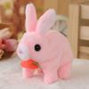 Electric Plush Bunny Toy with Carrot Interactive Walking Rabbit Plushie Handmade Toddlers Educational Jumping Simulation Stuffed Animal Toy