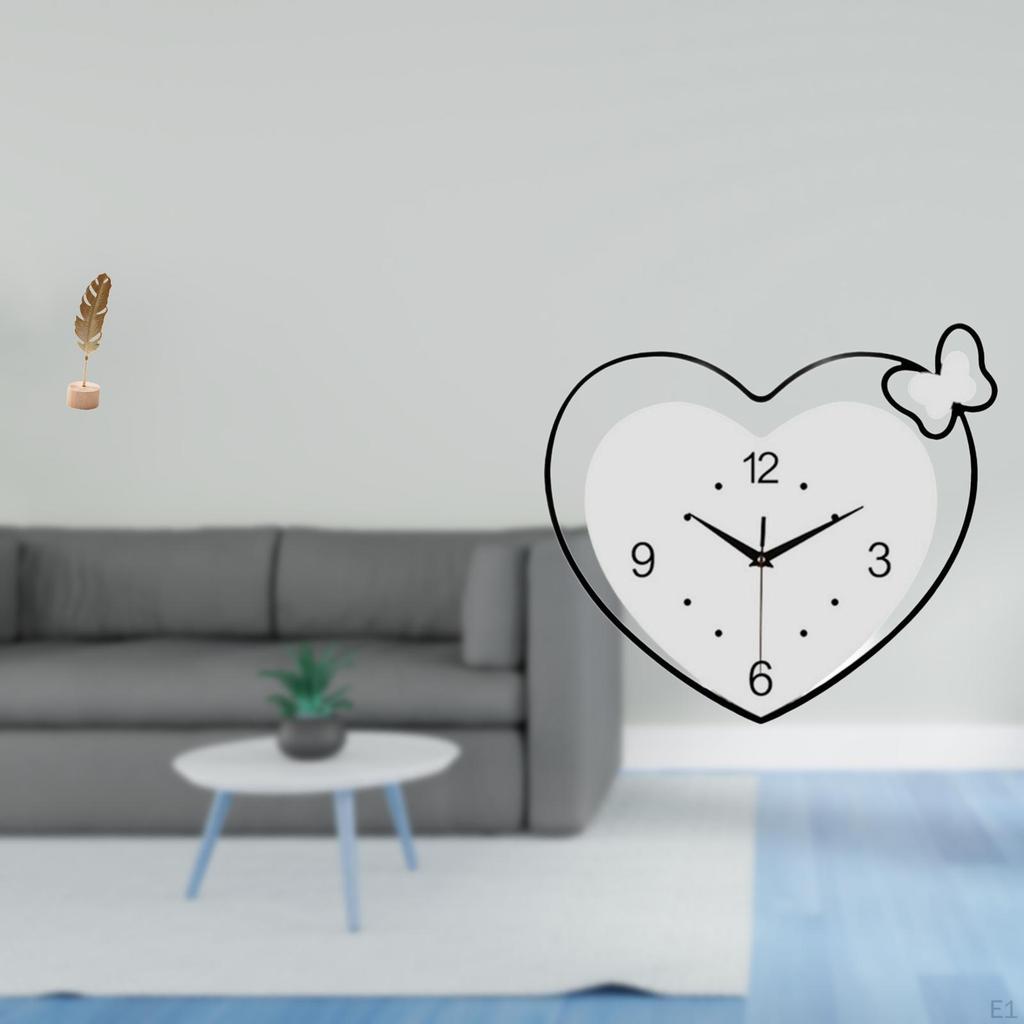 Heart Metal Sculpture Abstract Nordic Creative Ornament Acrylic Clock Figurine Decorative Design